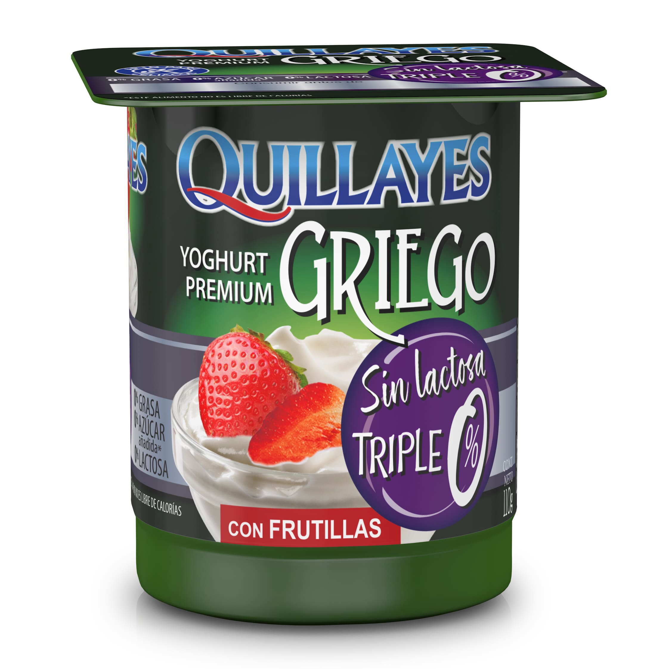 YOGURT GRIEGO S/LACTOSA TRIPLE 0 FRUTILLAS 110 g - Quillayes - Surlat