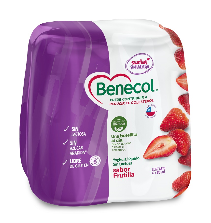 MINISHOT BENECOL FRUTILLA SIN LACTOSA 4 X 80 ml