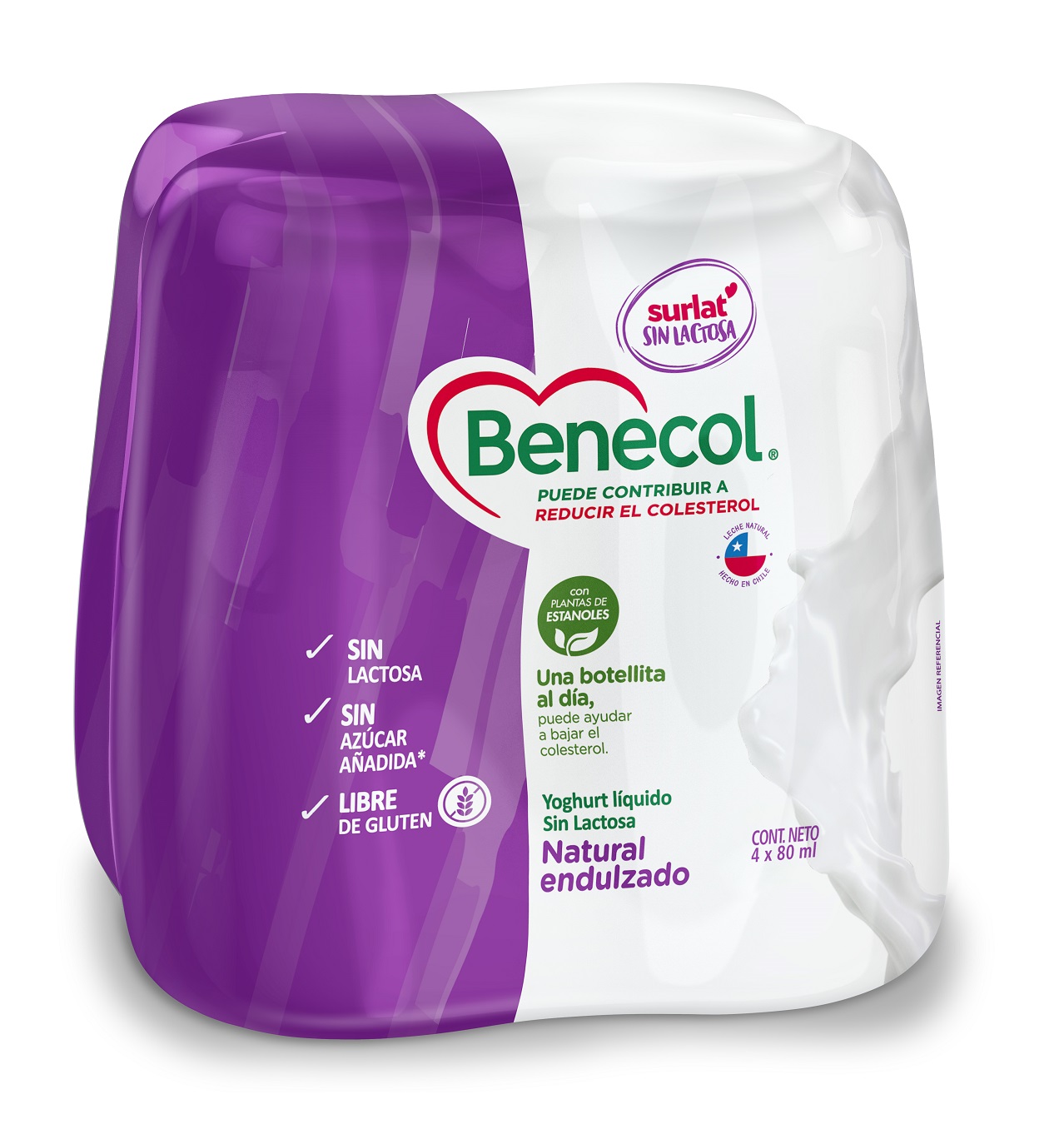MINISHOT BENECOL NATURAL SIN LACTOSA 4 X 80 ml